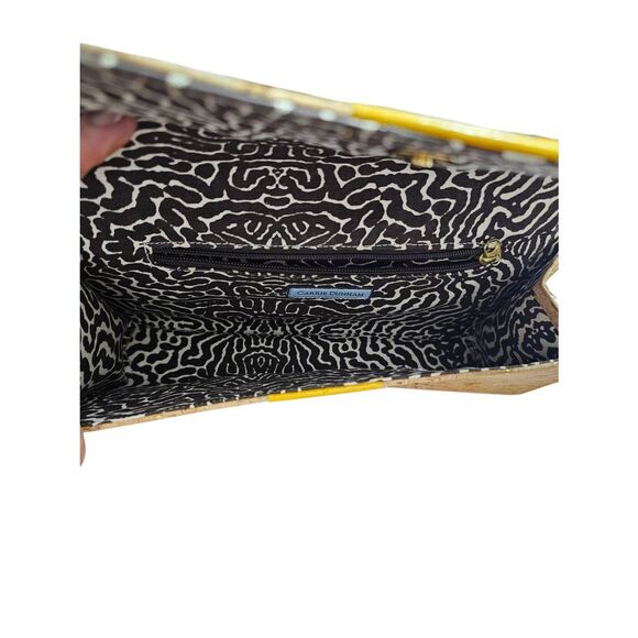 Carrie Dunham Yellow Amagansett Cork Clutch FLOATS Leather Luxury MSRP $168 NWOT - Picture 5 of 9